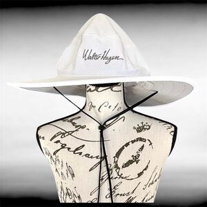 Men's Walter Hagen Golf OSFA White Wide Brim Sun Hat Adjustable Chin Strap NWT